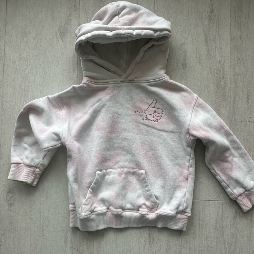 Maison Labiche Pink Tie Dye Hoodie with Thumbs Up Stitching